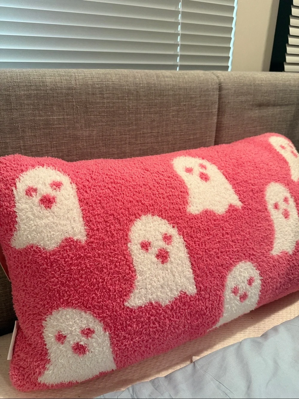 Cupcakes and Cashmere Pink Ghost Halloween Decorative Pillow NWT